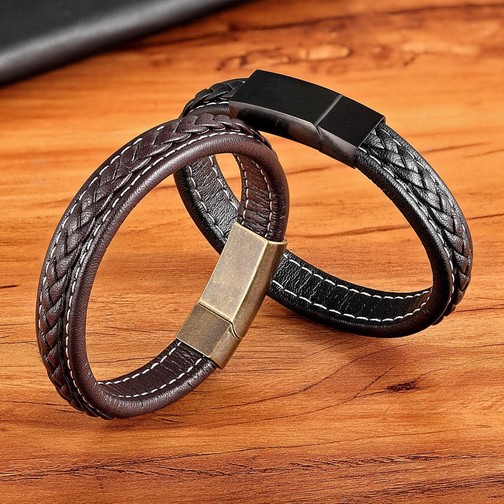 Peris Gems Leather Textured Grid Buckle Bracelets Unisex | Black Rose Gold Leather Leather Textured Grid Buckle Bracelets Unisex SHEIN Amazon Temu