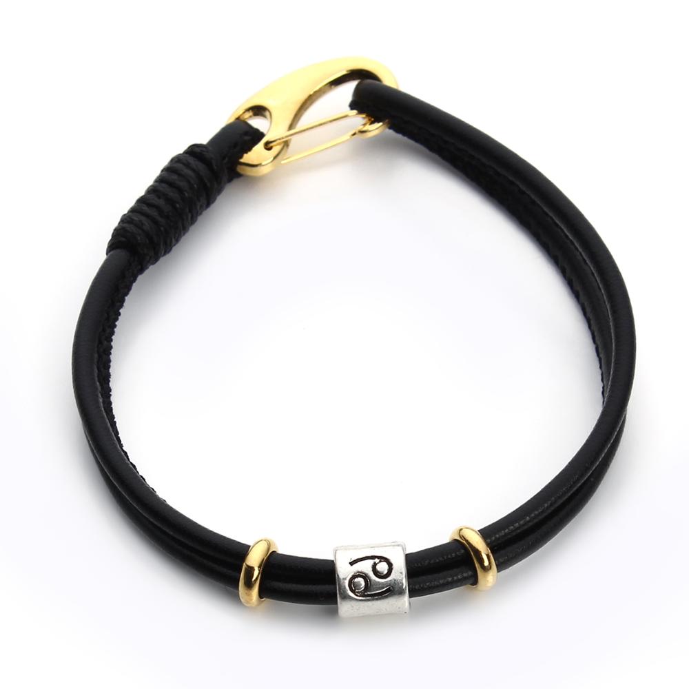 Peris Gems Leather Zodiac Sign Bracelet Unisex | Silver Leather Bracelet Leather Zodiac Sign Bracelet Unisex |Silver Leather Bracelet SHEIN Amazon Temu