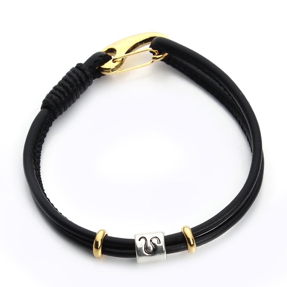 Peris Gems Leo Gold Leather Zodiac Sign Bracelet Unisex | Silver Leather Bracelet Leather Zodiac Sign Bracelet Unisex |Silver Leather Bracelet SHEIN Amazon Temu