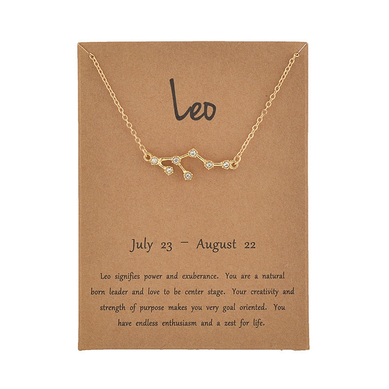 Peris Gems Leo / Gold Zodiac Sign 12 Constellation Necklaces | Gold Diamond Astrology Necklaces for Women SHEIN Amazon Temu