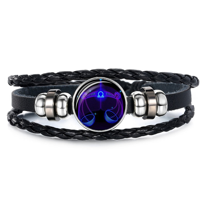 Peris Gems Libra Constellation Sign Leather Bracelet Unisex | Blue Zodiac Sign Braided Leather Bracelet SHEIN Amazon Temu
