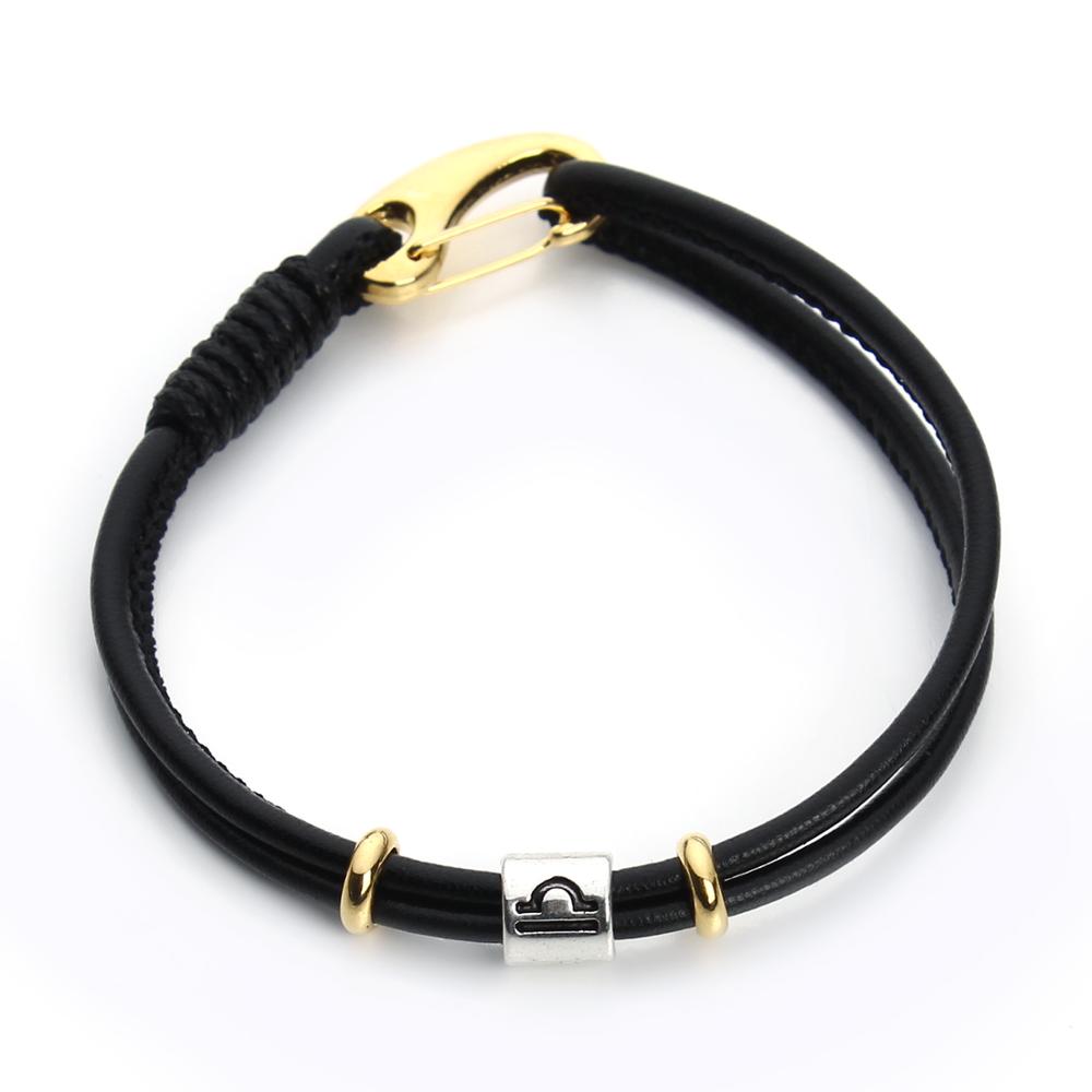Peris Gems Libra Gold Leather Zodiac Sign Bracelet Unisex | Silver Leather Bracelet Leather Zodiac Sign Bracelet Unisex |Silver Leather Bracelet SHEIN Amazon Temu