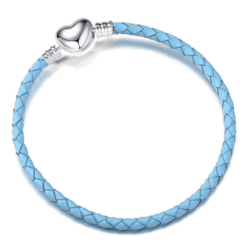 Peris Gems Light Blue Heart / 16cm Silver Chain Charm Bracelets | Silver Love Bracelet SHEIN Amazon Temu