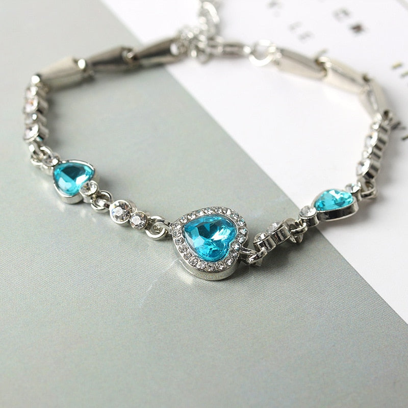 Peris Gems Light Blue Heart of The Ocean Pendant Bracelets | Love Heart Bracelet for Women SHEIN Amazon Temu