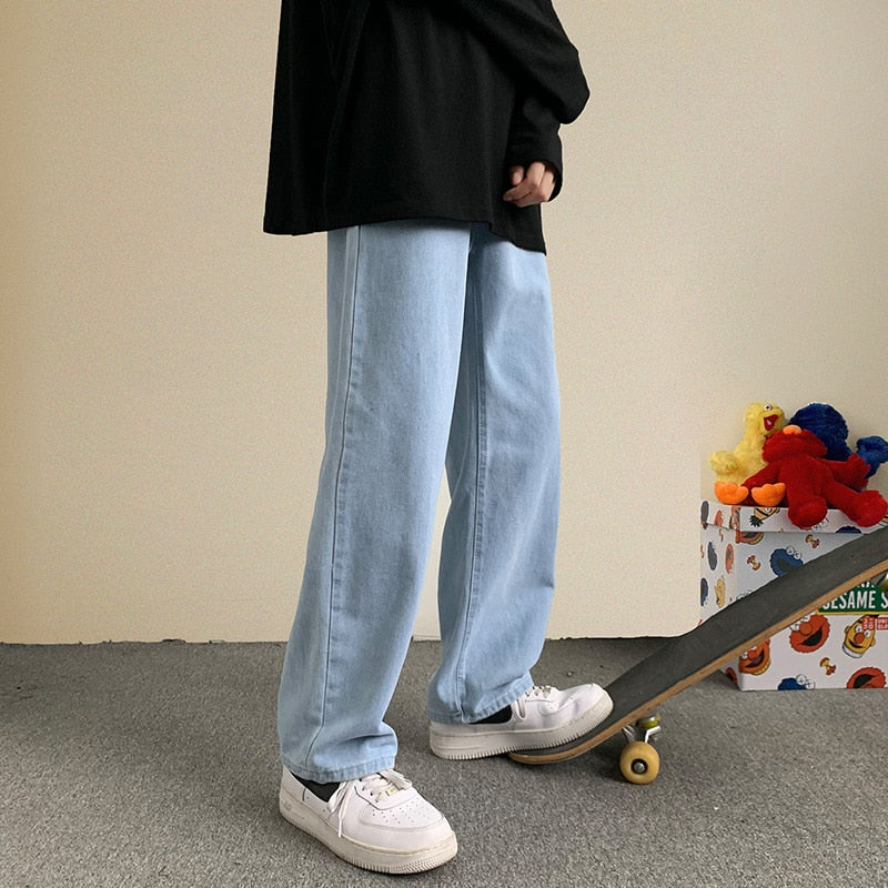 Peris Gems Light blue / S (94-110lbs) Men Streetwear Baggy Jeans - Men Leg Jeans Black Light Blue SHEIN Amazon Temu