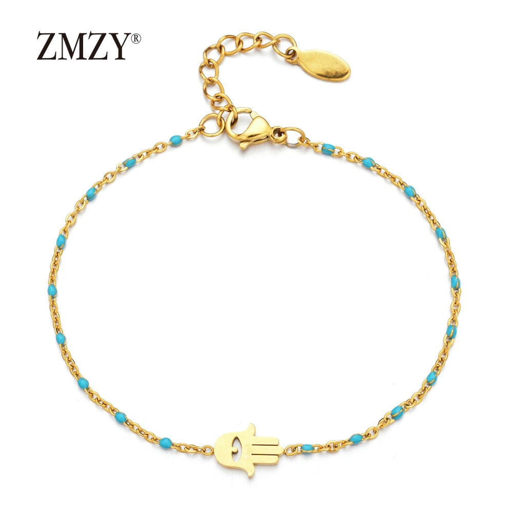 Peris Gems Light Blue Thin Gold Chain Stainless Bracelet Unisex | Gold Hamsa Eye Bracelet Thin Gold Chain Stainless Bracelet Unisex Gold Eye Bracelet SHEIN Amazon Temu