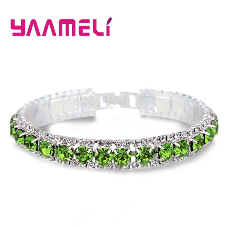Peris Gems Light green Austrian Opal Chain-Link Bracelets for Women | Sterling Silver Austrian Opal Chain-Link Bracelets for Women | SHEIN Amazon Temu