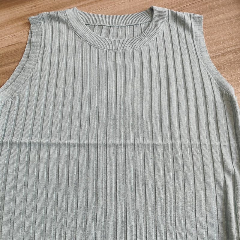 Peris Gems Light Green / One Size Casual Knitted Thin Sleeveless T-Shirt for Women SHEIN Amazon Temu
