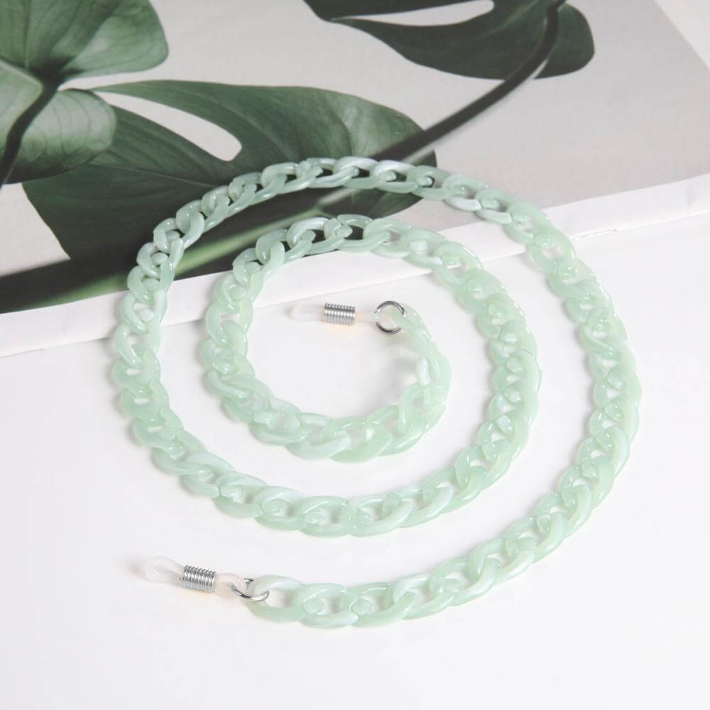 Peris Gems Light Green-silver Acrylic Cuban Sunglasses Chain Cord Straps Unisex SHEIN Amazon Temu