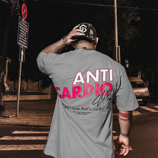 Peris Gems light grey / M Anti-Cardio Oversized Cotton Tee for Men | Gym Bro Bulking Shirt Anti-Cardio Oversized Cotton Tee | Gym Bro Bulking Shirt SHEIN Amazon Temu