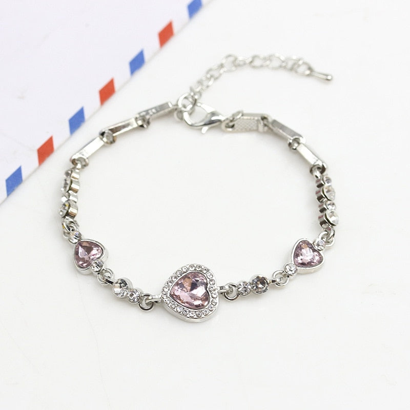 Peris Gems Light Pink Heart of The Ocean Pendant Bracelets | Love Heart Bracelet for Women SHEIN Amazon Temu
