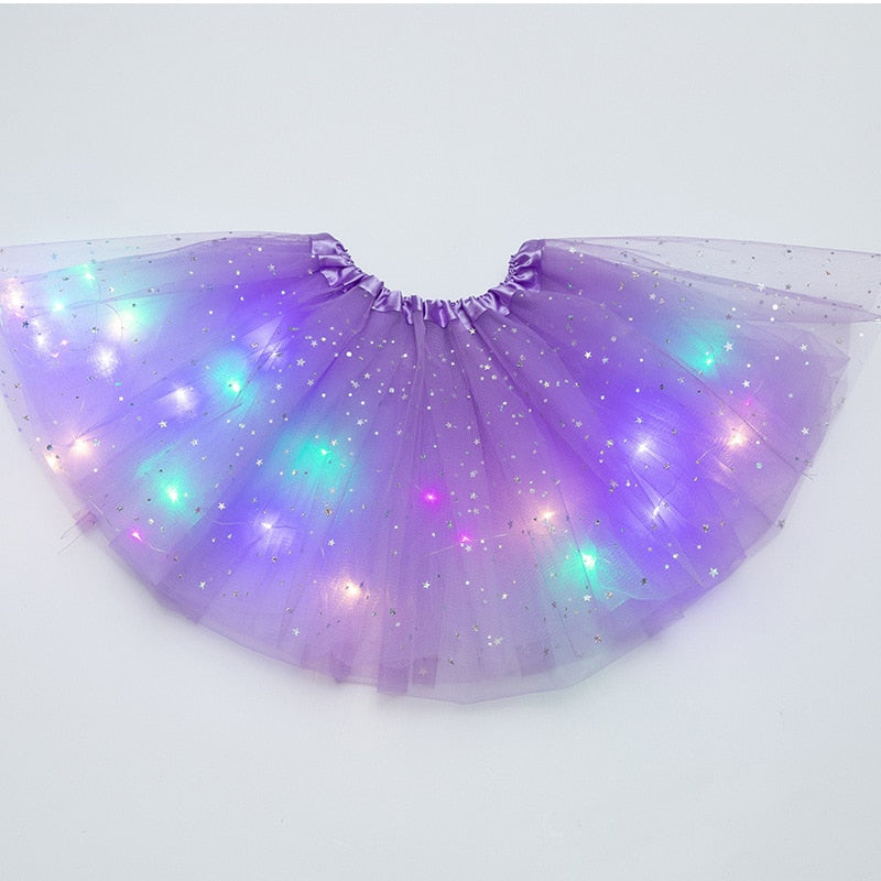 Peris Gems Light purple / 3-12 years old LED Glowing Kid Girls Princess Tutu Skirts | Children Dancing Miniskirt LED Glowing Kid Girls Princess Tutu Skirts Dancing Miniskirt SHEIN Amazon Temu