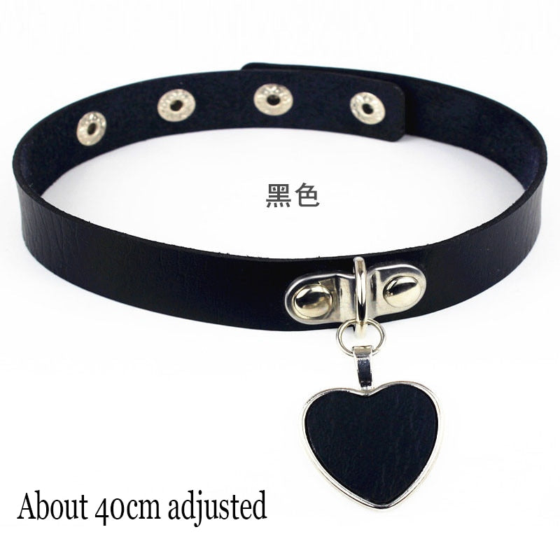 Peris Gems Lock Heart Gothic Harajuku PU Leather Collar Choker Necklaces for Women SHEIN Amazon Temu