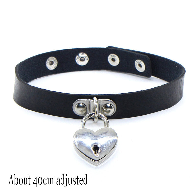 Peris Gems Lock Key Gothic Harajuku PU Leather Collar Choker Necklaces for Women SHEIN Amazon Temu