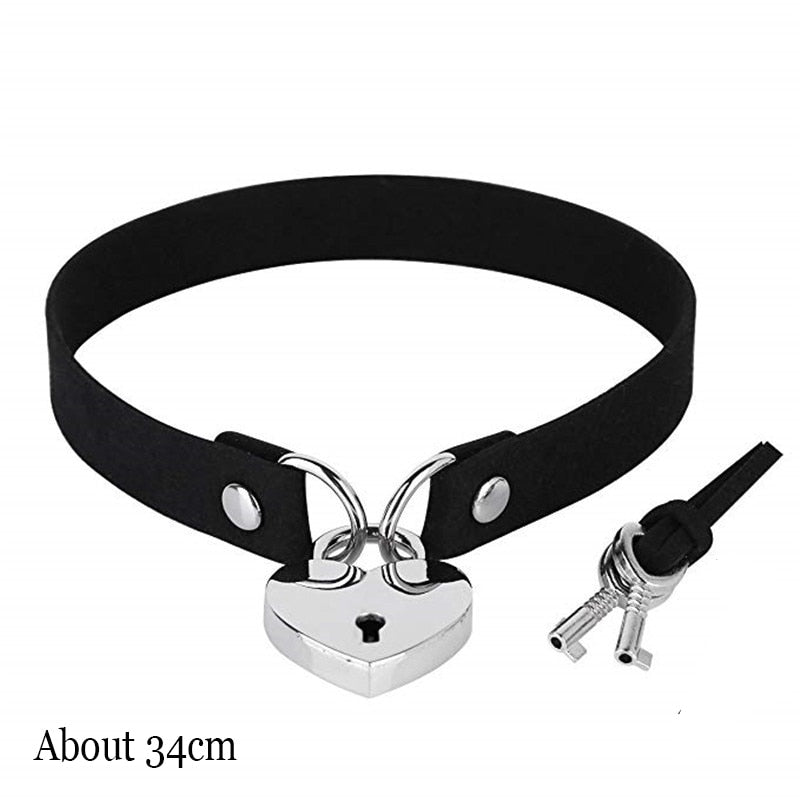 Peris Gems Lock Key Rope Gothic Harajuku PU Leather Collar Choker Necklaces for Women SHEIN Amazon Temu