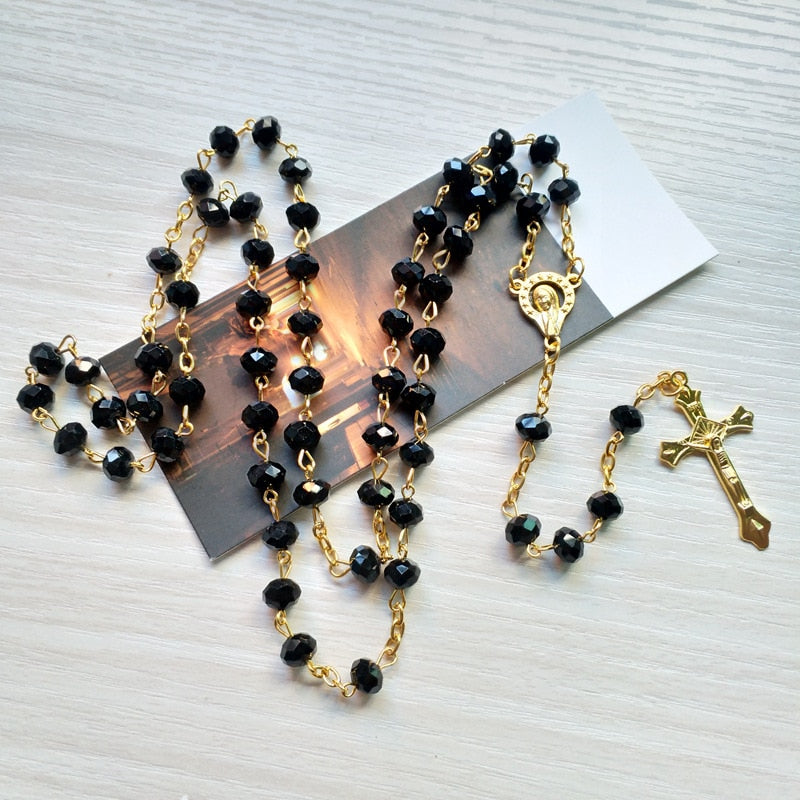 Peris Gems Long Black Crystal Diamonds Rosary Prayer Necklace Unisex SHEIN Amazon Temu