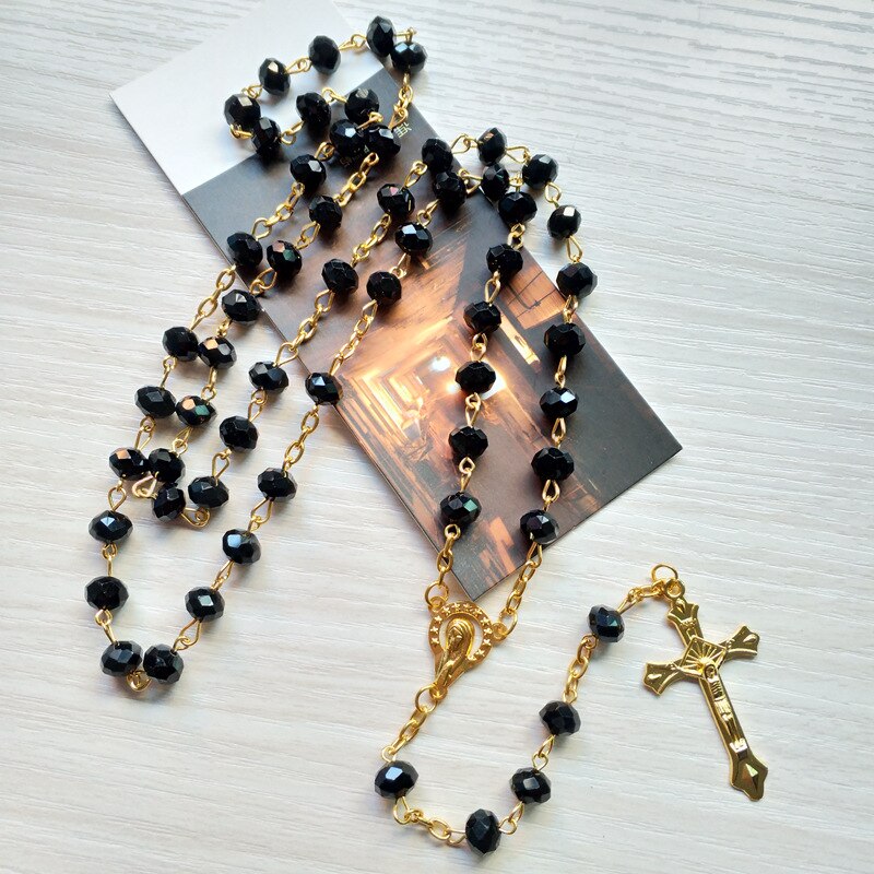 Peris Gems Long Black Crystal Diamonds Rosary Prayer Necklace Unisex SHEIN Amazon Temu