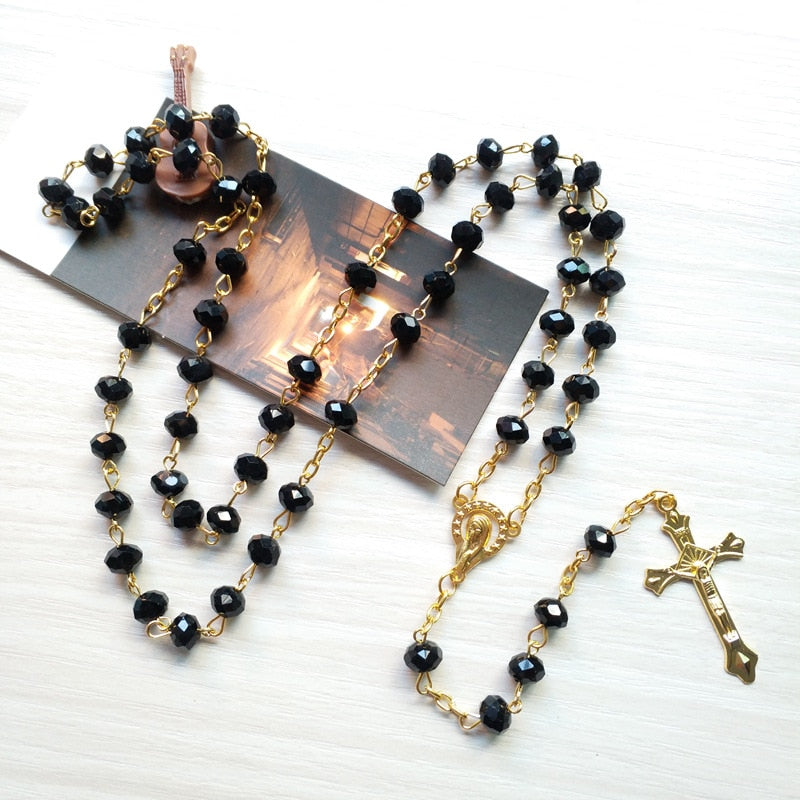 Peris Gems Long Black Crystal Diamonds Rosary Prayer Necklace Unisex SHEIN Amazon Temu