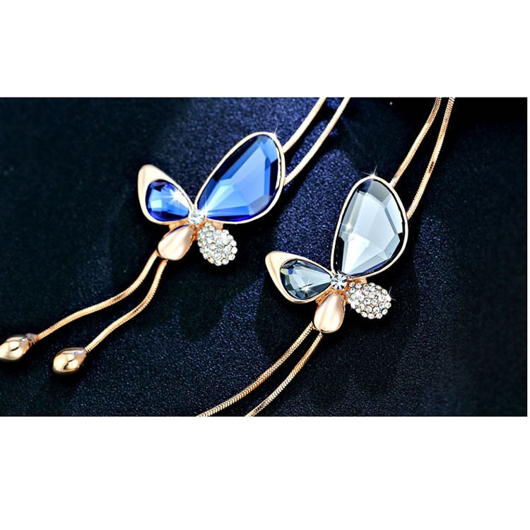 Peris Gems Long Blue Crystal Butterfly Tassel Necklace for Women SHEIN Amazon Temu