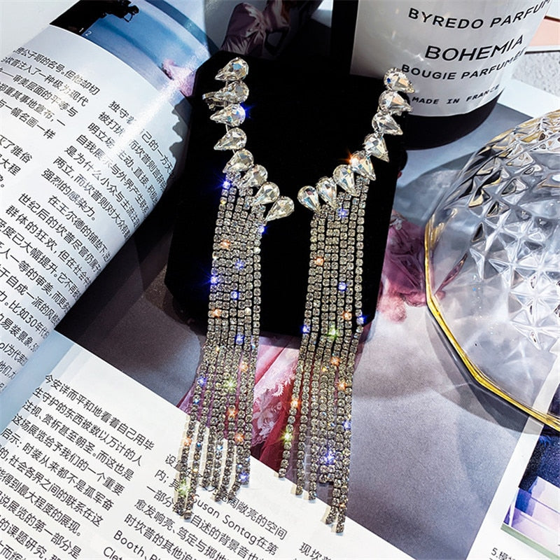 Peris Gems Long Diamond Tassel Drop Earrings for Women | Waterdrop Earrings Long Diamond Tassel Drop Earrings for Women Waterdrop SHEIN Amazon Temu