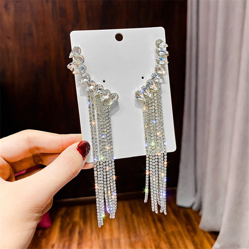 Peris Gems Long Diamond Tassel Drop Earrings for Women | Waterdrop Earrings Long Diamond Tassel Drop Earrings for Women Waterdrop SHEIN Amazon Temu