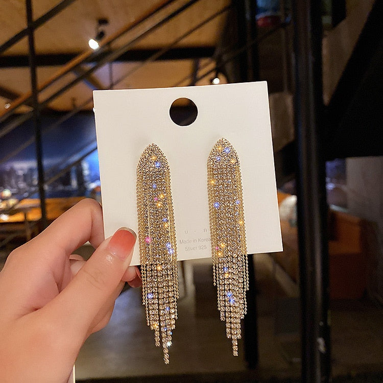 Peris Gems Long Diamond Tassel Earrings for Women | Party Jewelry SHEIN Amazon Temu