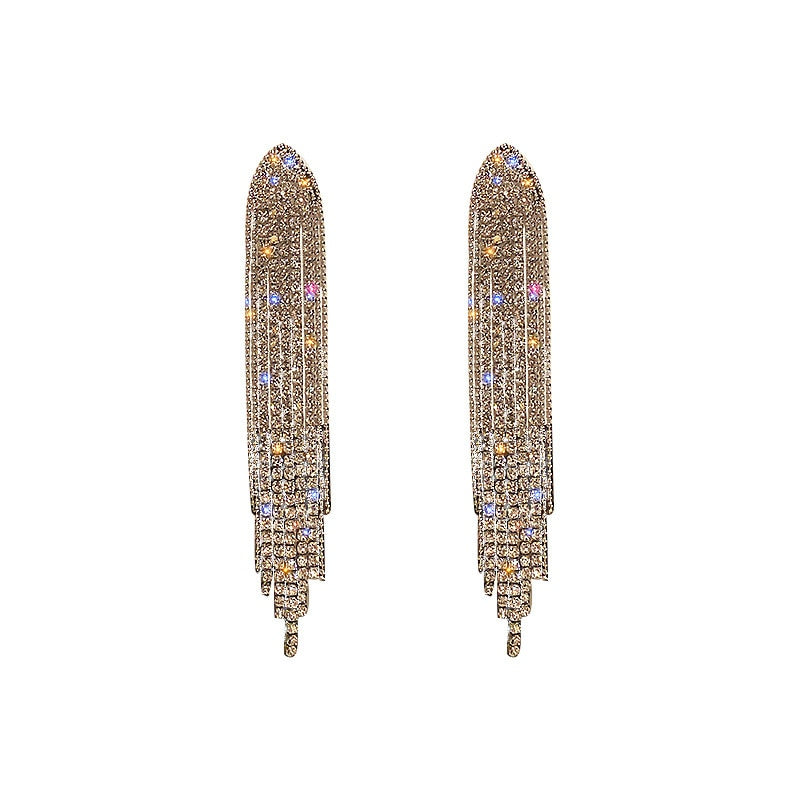 Peris Gems Long Diamond Tassel Earrings for Women | Party Jewelry SHEIN Amazon Temu