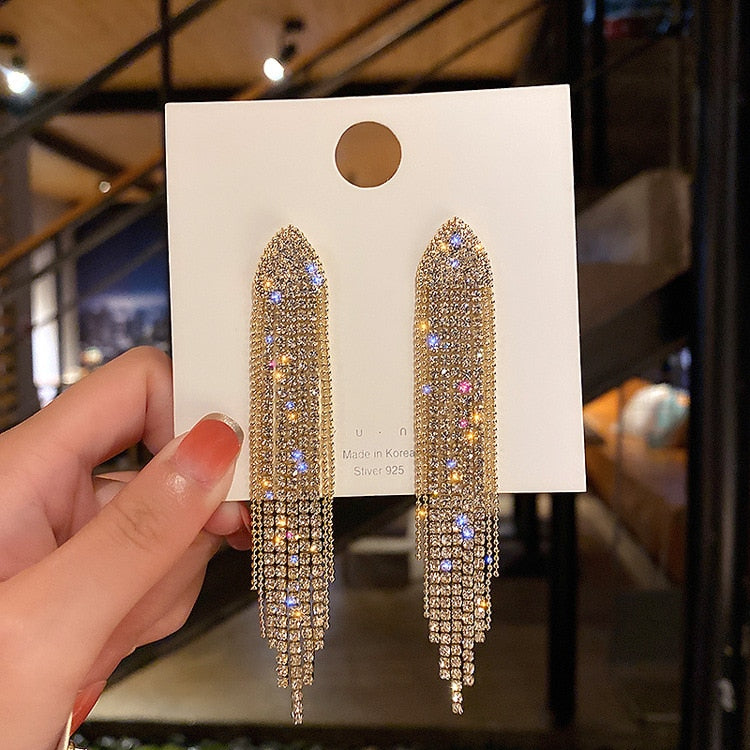 Peris Gems Long Diamond Tassel Earrings for Women | Party Jewelry SHEIN Amazon Temu