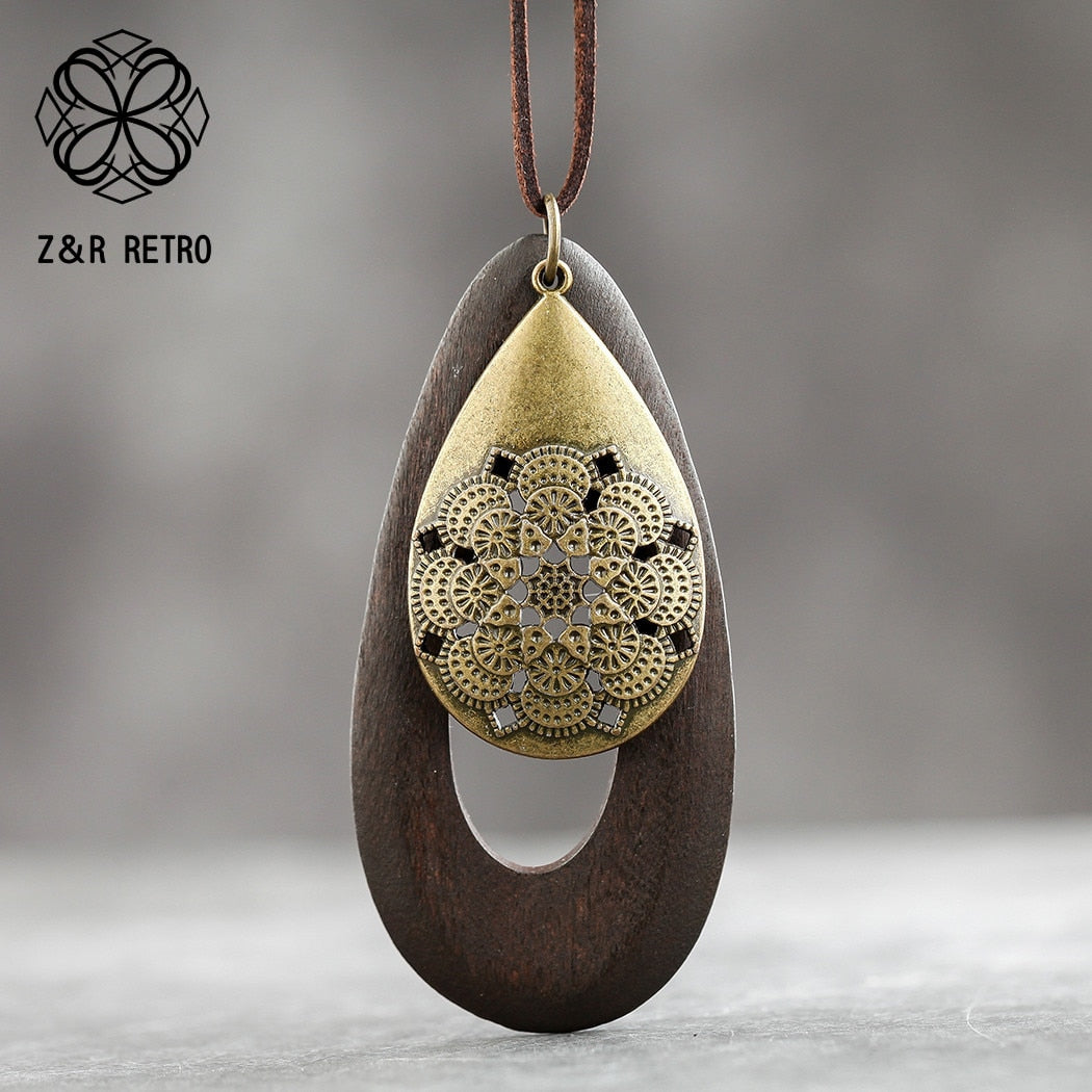 Peris Gems Long Geometric Wood Pendant Necklace Unisex SHEIN Amazon Temu