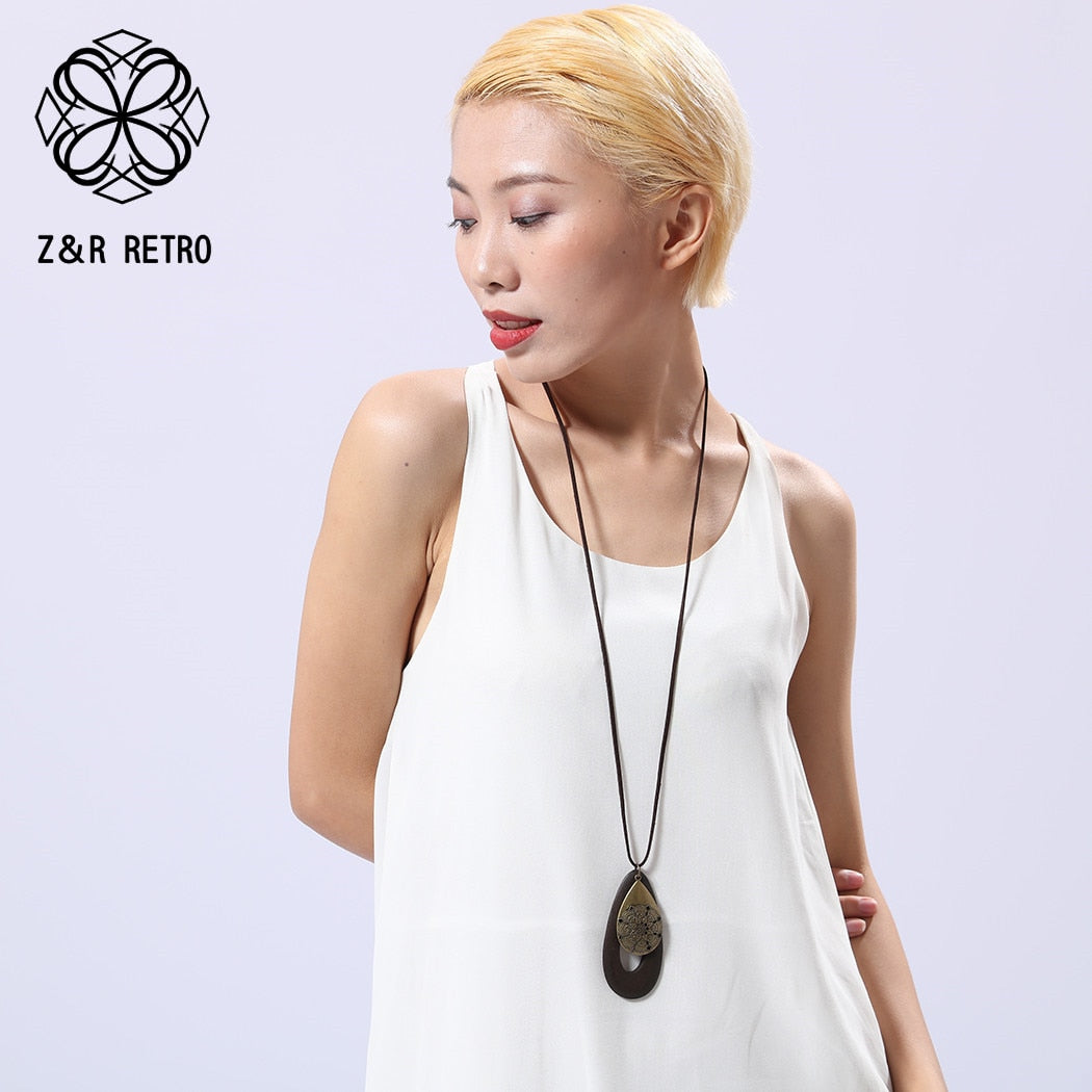 Peris Gems Long Geometric Wood Pendant Necklace Unisex SHEIN Amazon Temu