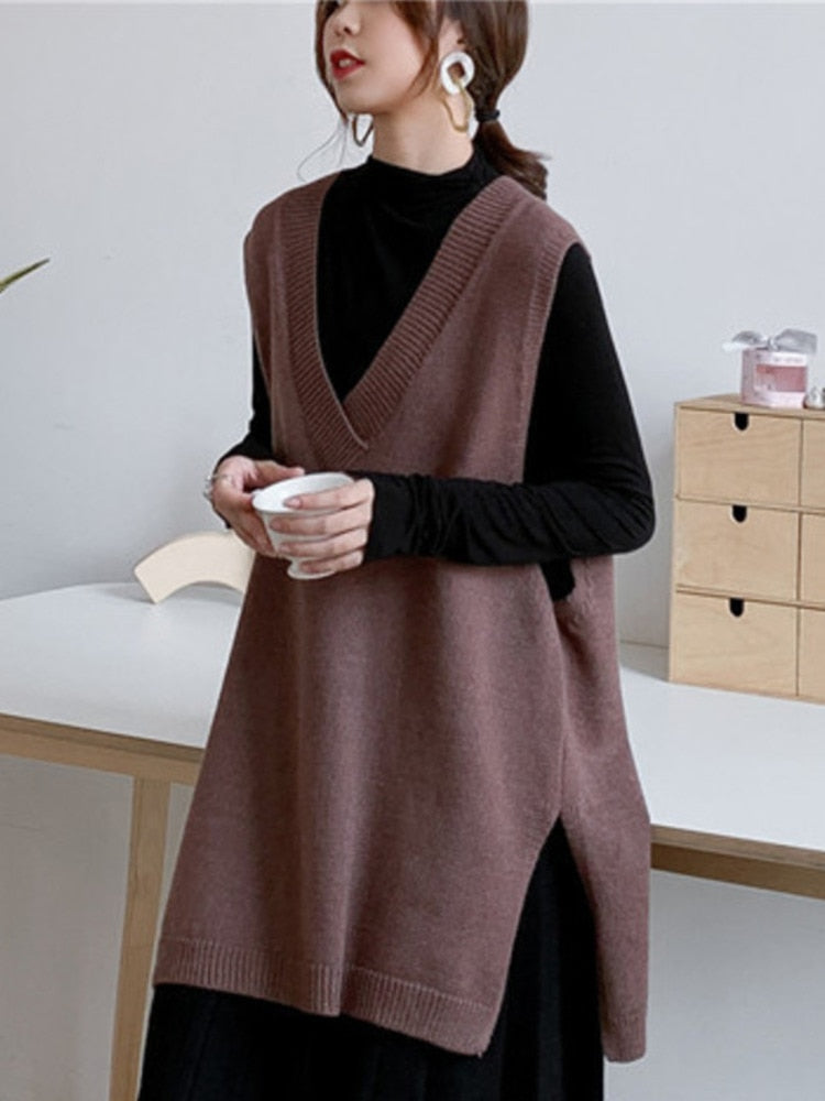 Peris Gems Long Oversized V-Neck Office Style Vest for Women SHEIN Amazon Temu