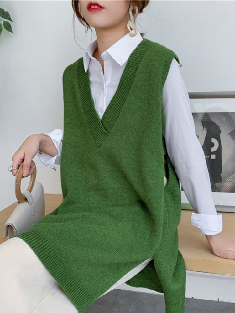 Peris Gems Long Oversized V-Neck Office Style Vest for Women SHEIN Amazon Temu