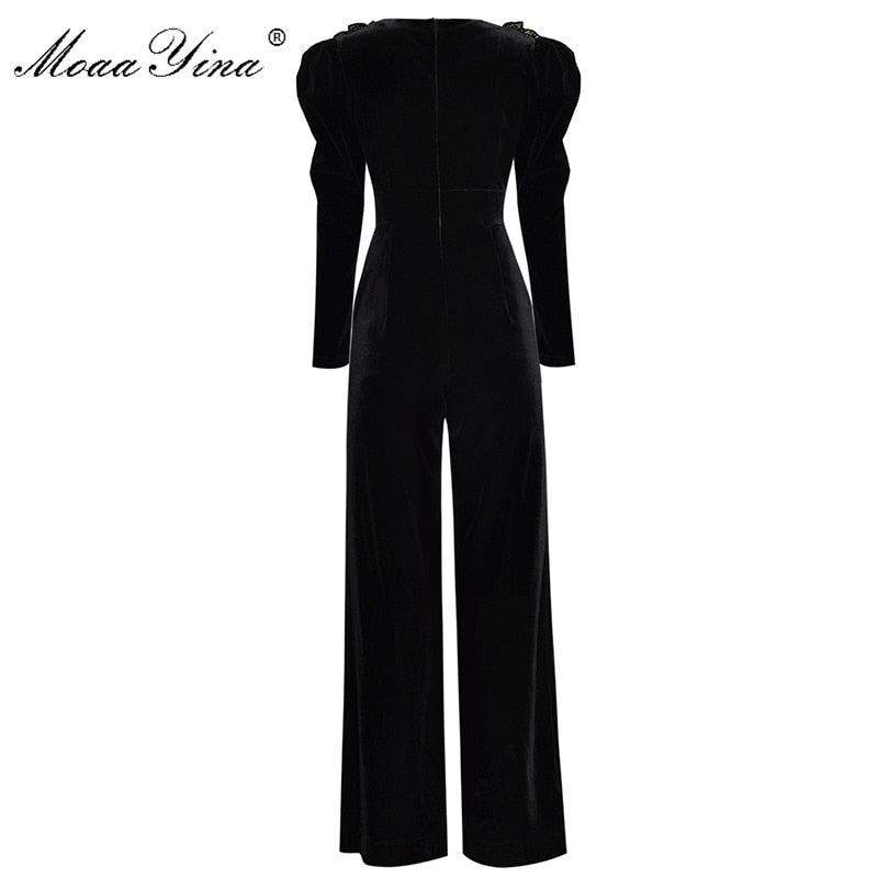Peris Gems Long Sleeve Gold Embroidered Velvet Jumpsuits for Women SHEIN Amazon Temu