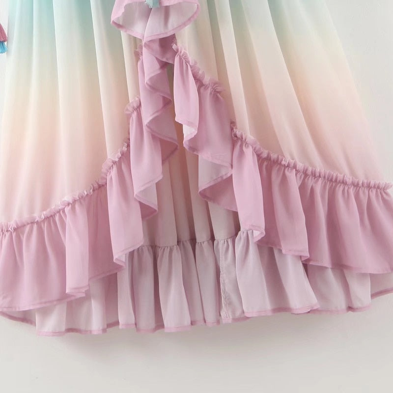 Peris Gems Long Sleeve Rainbow Ruffler Dress for Women | Tassel Dress SHEIN Amazon Temu