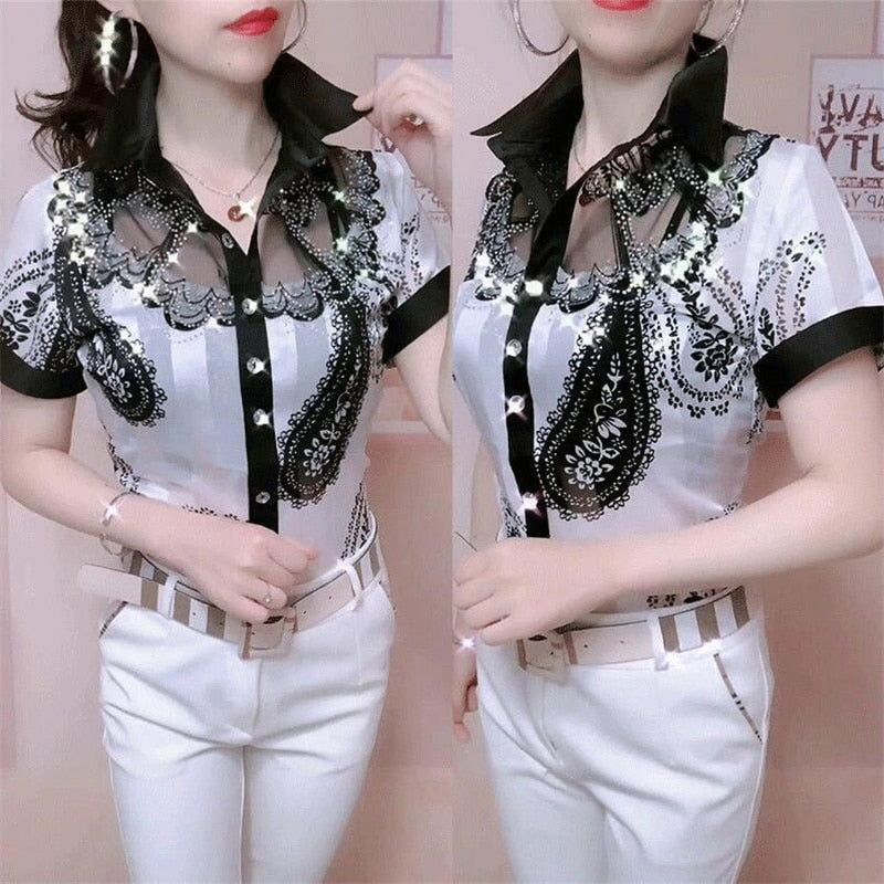 Peris Gems Long-Sleeved Floral Mesh Lace Button Up Shirts for Women SHEIN Amazon Temu