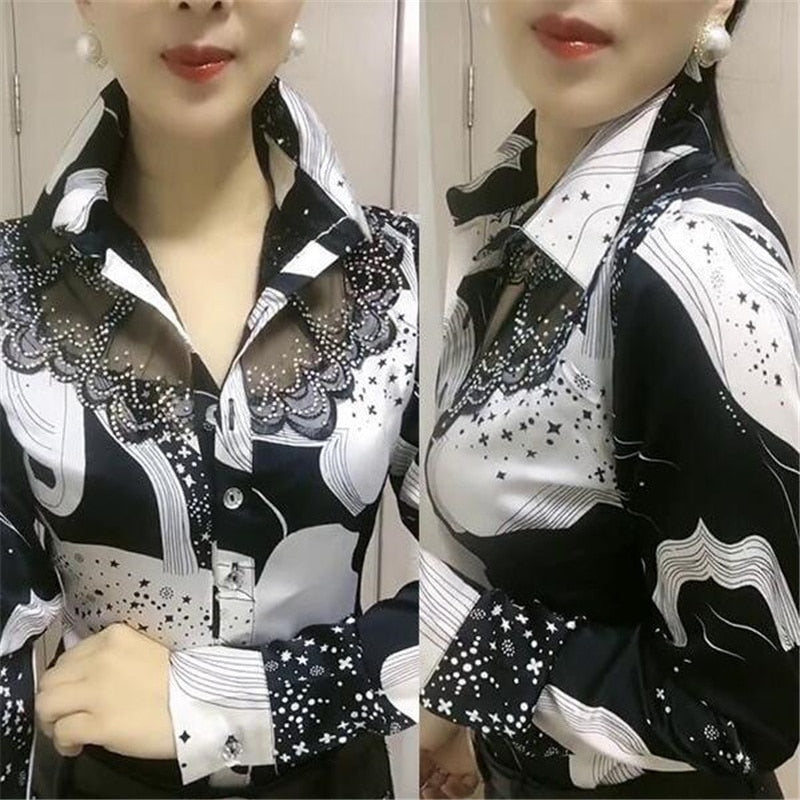 Peris Gems Long-Sleeved Floral Mesh Lace Button Up Shirts for Women SHEIN Amazon Temu