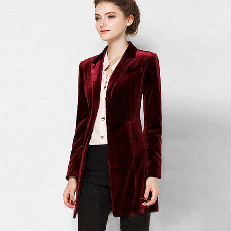 Peris Gems Long Slim Fit Velvet Blazer for Women | Velvet Suit Coat SHEIN Amazon Temu