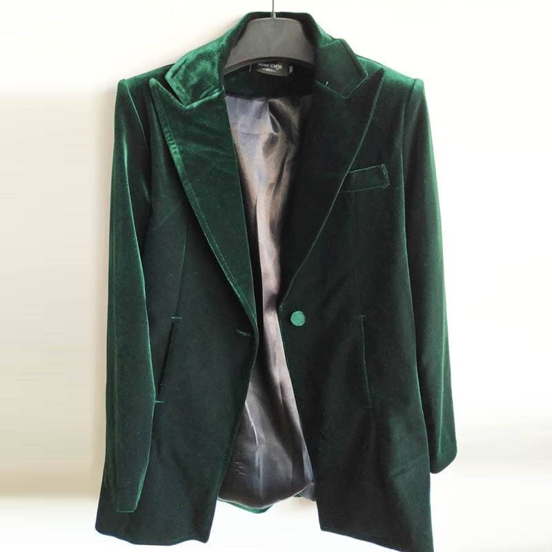 Peris Gems Long Slim Fit Velvet Blazer for Women | Velvet Suit Coat SHEIN Amazon Temu