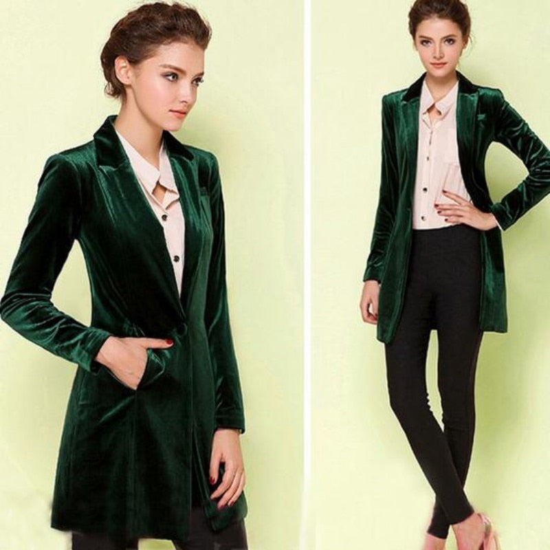 Peris Gems Long Slim Fit Velvet Blazer for Women | Velvet Suit Coat SHEIN Amazon Temu
