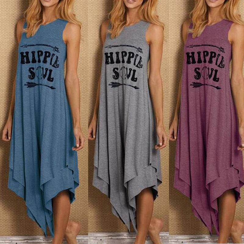 Peris Gems Loose Hippie Soul Print Maxi Dress for Women | Sleeveless O-Neck Dress Loose Hippie Soul Print Maxi Dress for Women | Sleeveless SHEIN Amazon Temu