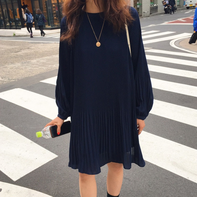Peris Gems Loose Lantern Sleeve Pleated Chiffon Dress for Women SHEIN Amazon Temu