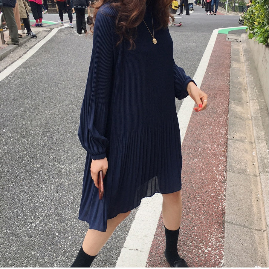 Peris Gems Loose Lantern Sleeve Pleated Chiffon Dress for Women SHEIN Amazon Temu