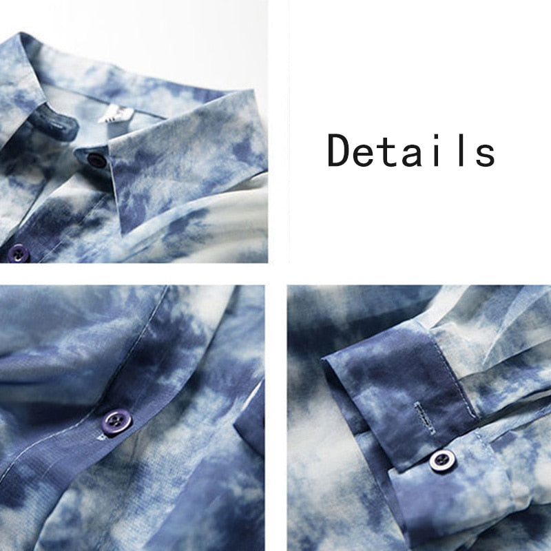 Peris Gems Loose Tie Dye Breathable Button-Up Shirt - Women&