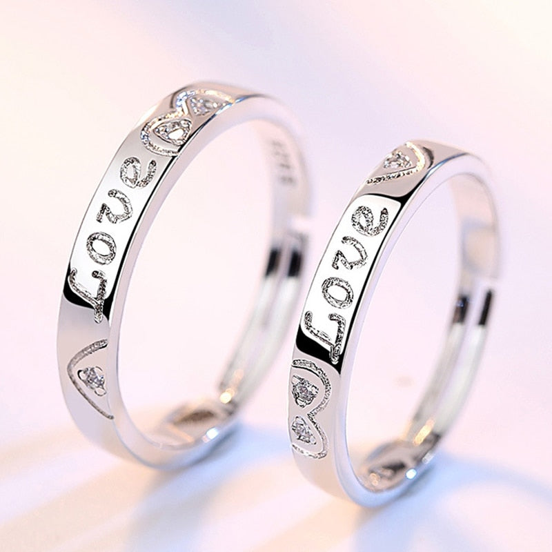 Peris Gems "Love" Matching Heart Couple Rings Set | Forever Endless Love Wedding Jewelry SHEIN Amazon Temu