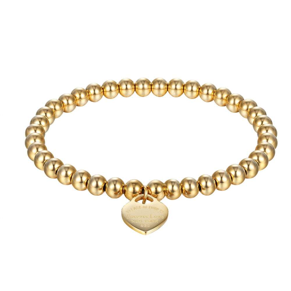 Peris Gems Love Paragraph Heart Pearl Pendant Bracelet - Bead Chain Woman Bangles SHEIN Amazon Temu