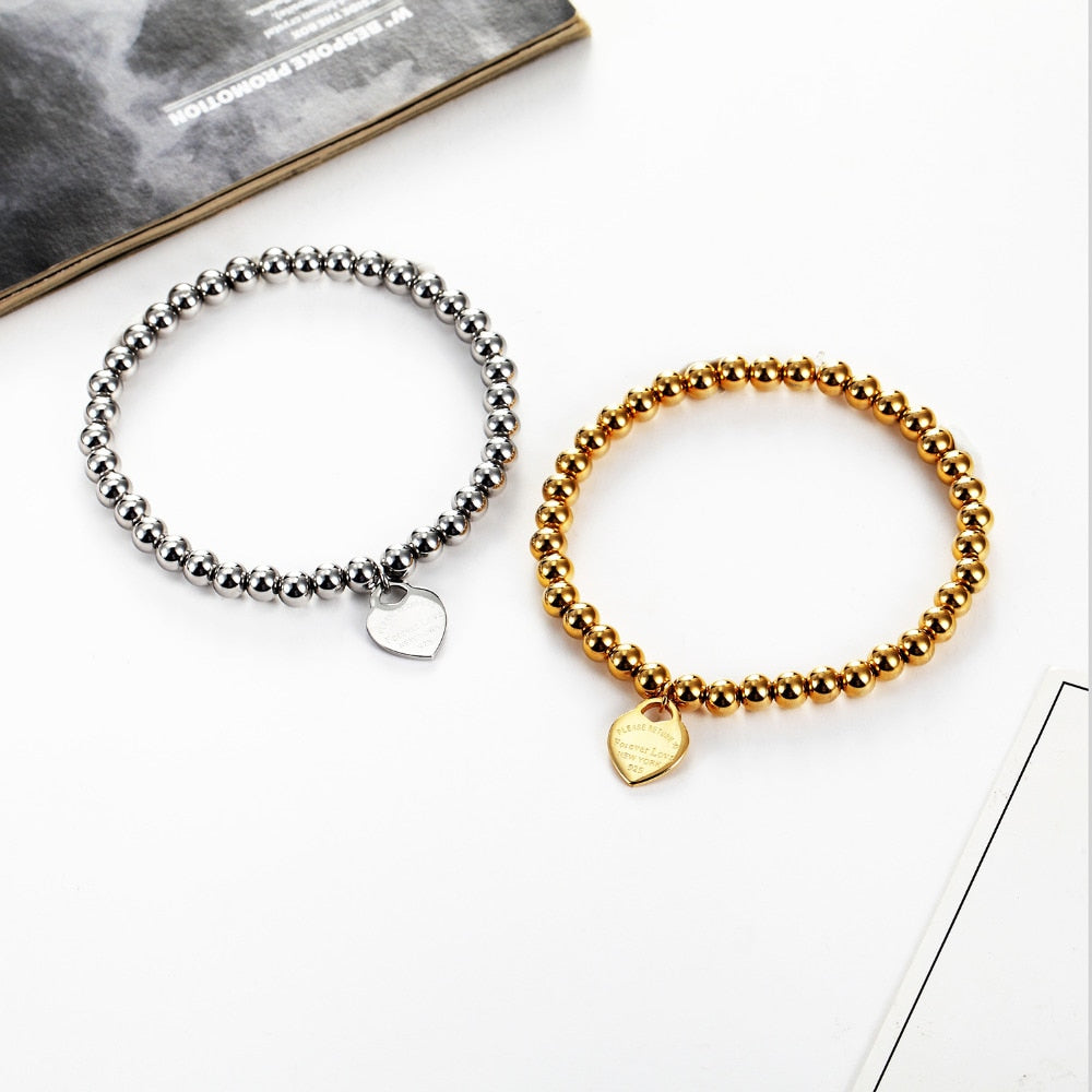 Peris Gems Love Paragraph Heart Pearl Pendant Bracelet - Bead Chain Woman Bangles SHEIN Amazon Temu