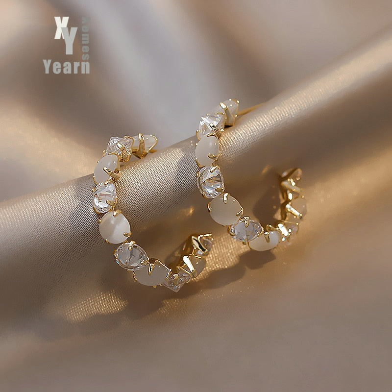 Peris Gems Luxury Opal Hoop Earrings for Women | Hoop Pearl Earrings SHEIN Amazon Temu