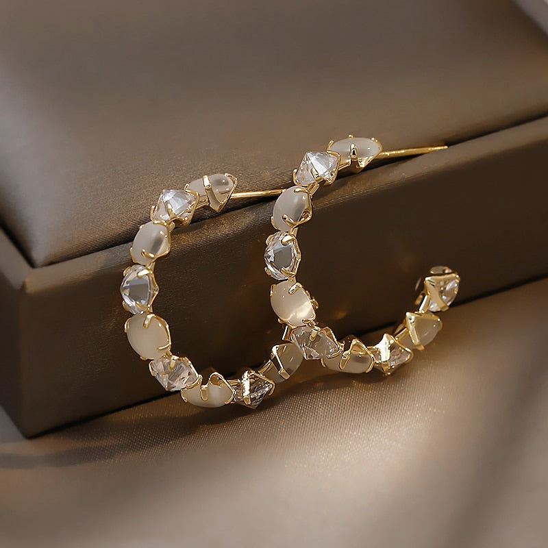 Peris Gems Luxury Opal Hoop Earrings for Women | Hoop Pearl Earrings SHEIN Amazon Temu
