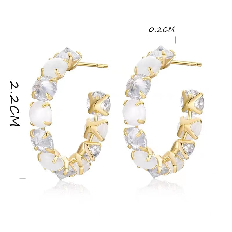 Peris Gems Luxury Opal Hoop Earrings for Women | Hoop Pearl Earrings SHEIN Amazon Temu
