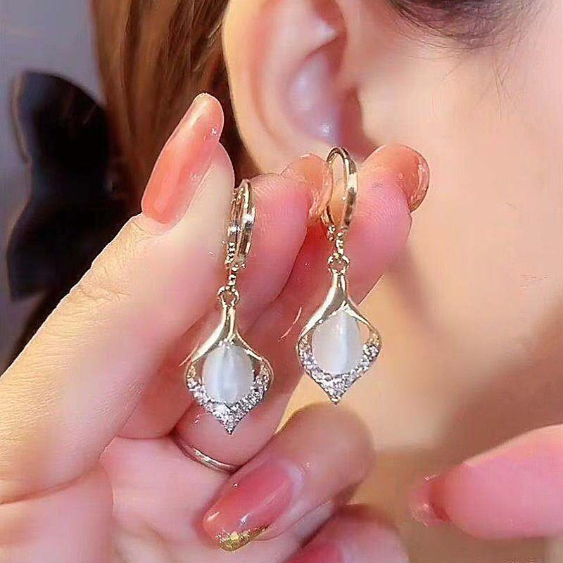 Peris Gems Luxury Pearl Tulip Flower Stud Earrings - Exquisite Zircon Party Earrings SHEIN Amazon Temu